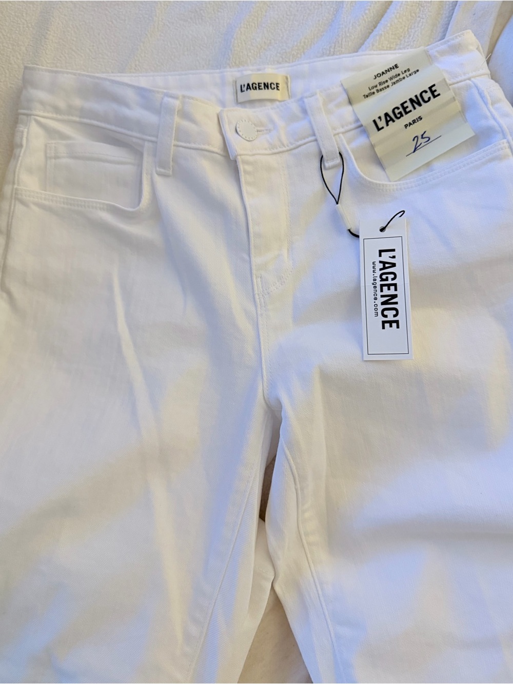 L’AGENCE Joanne Low Rise Wide Leg Jeans Size 25 Blanc White NWT - Picture 7 of 10